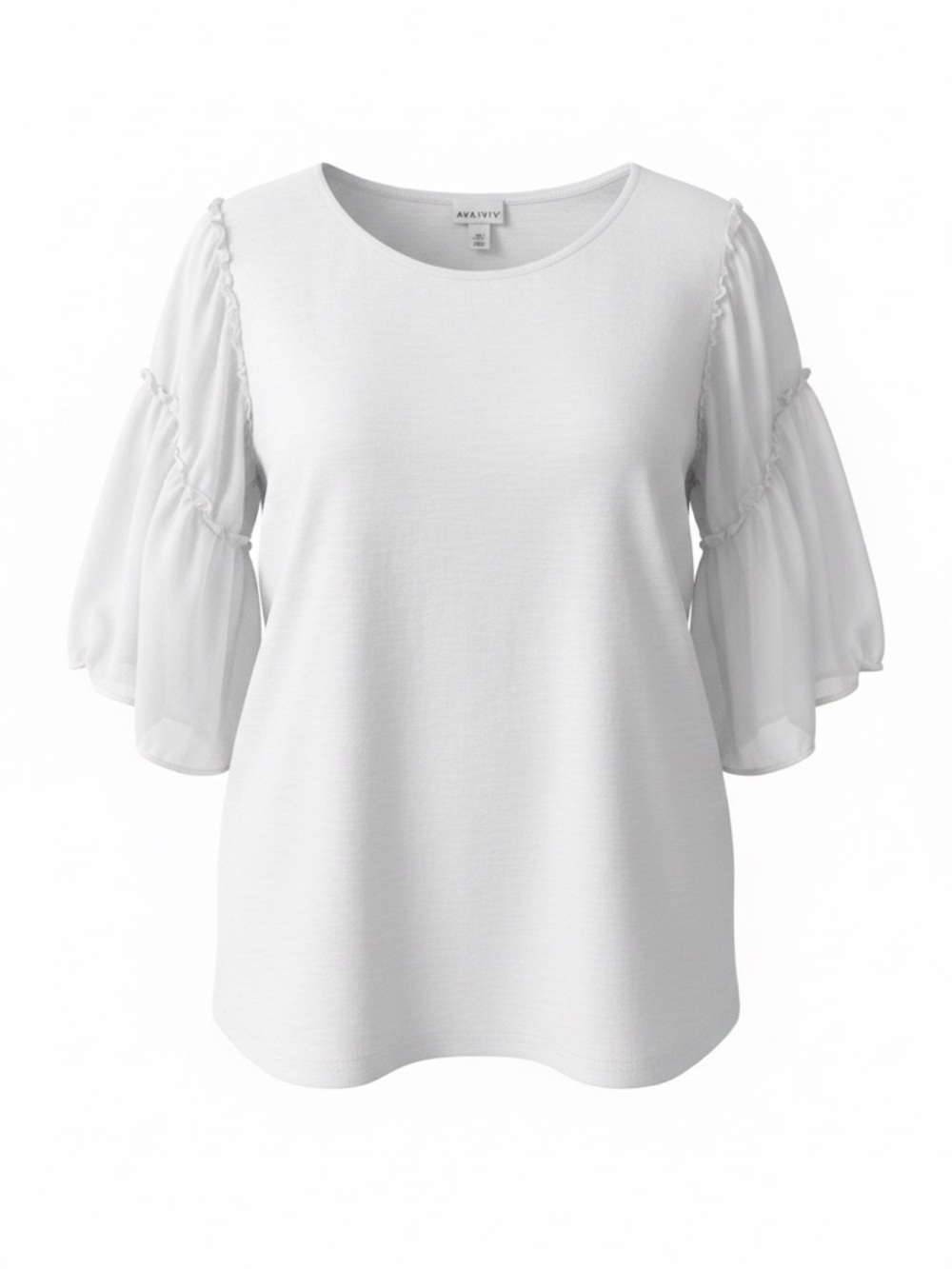 White Ruffle Sheer Sleeve Tee Cottagecore Boho Flowy Tunic Top